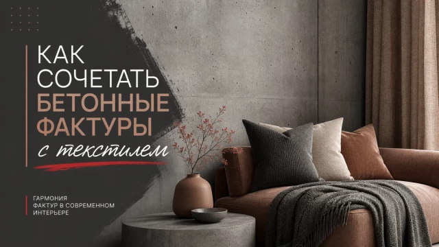 Как сочетать бетонные фактуры с текстилем