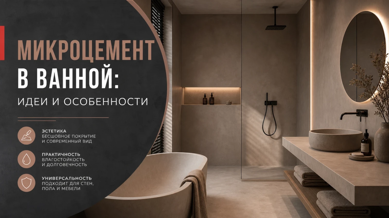 Микроцемент в ванной: идеи и особенности