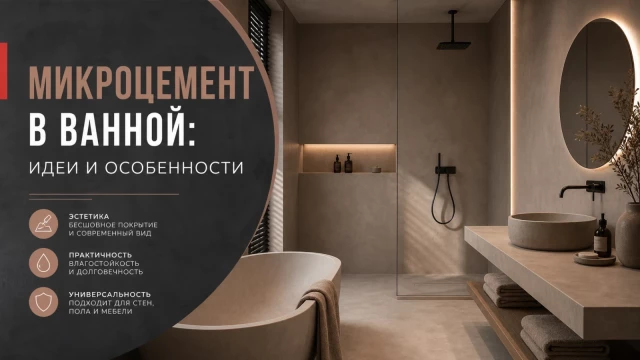 Микроцемент в ванной: идеи и особенности