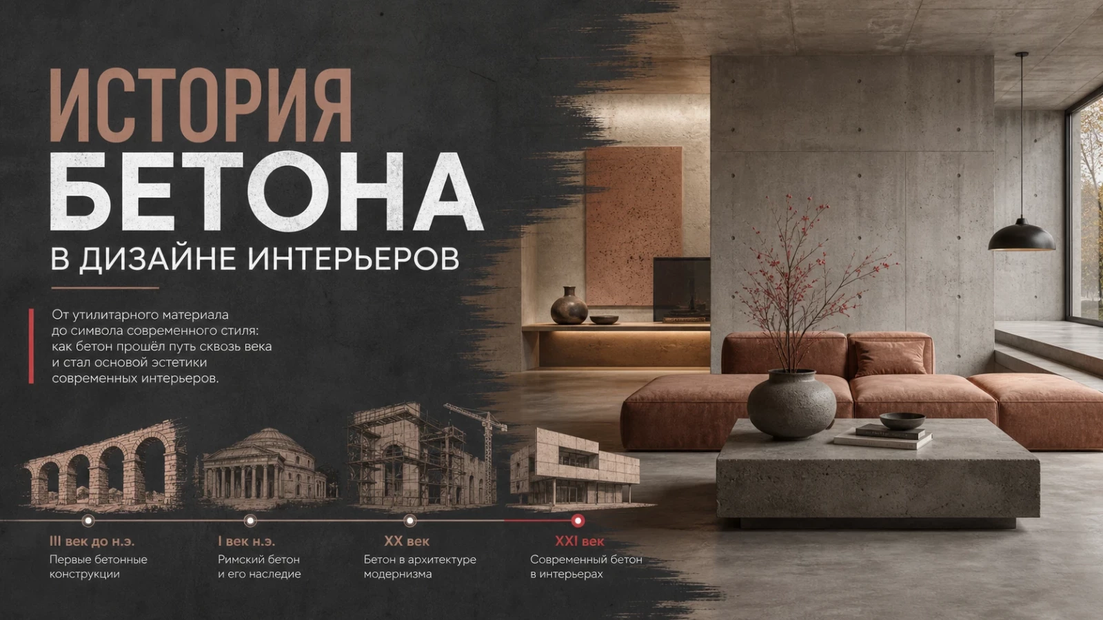История бетона в дизайне интерьеров