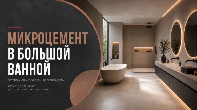Микроцемент в большой ванной