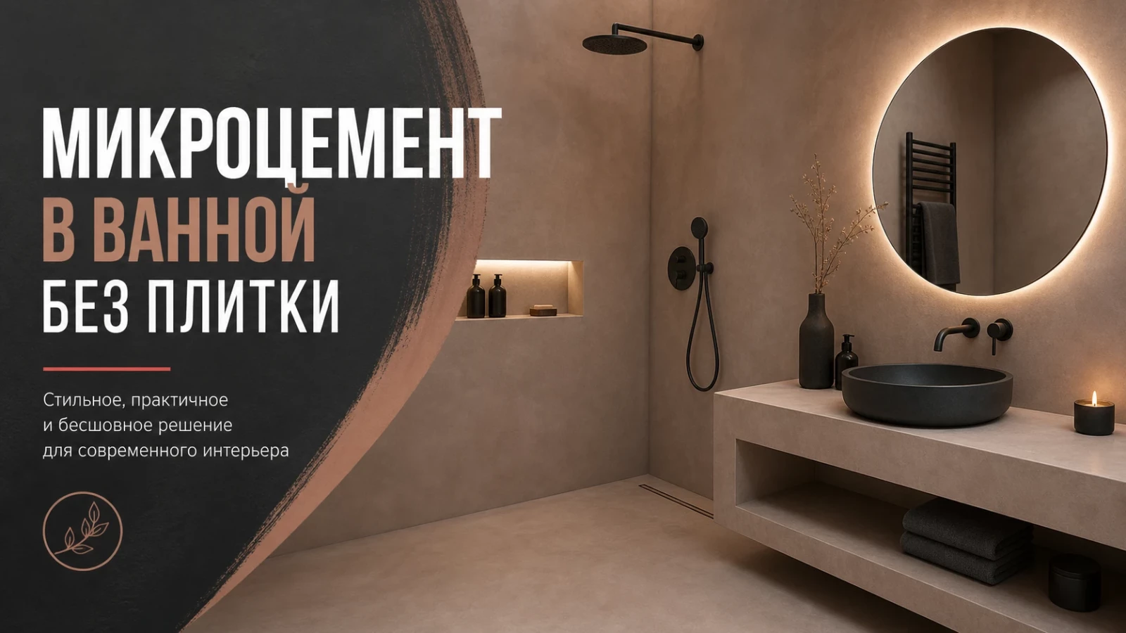 Микроцемент в ванной без плитки