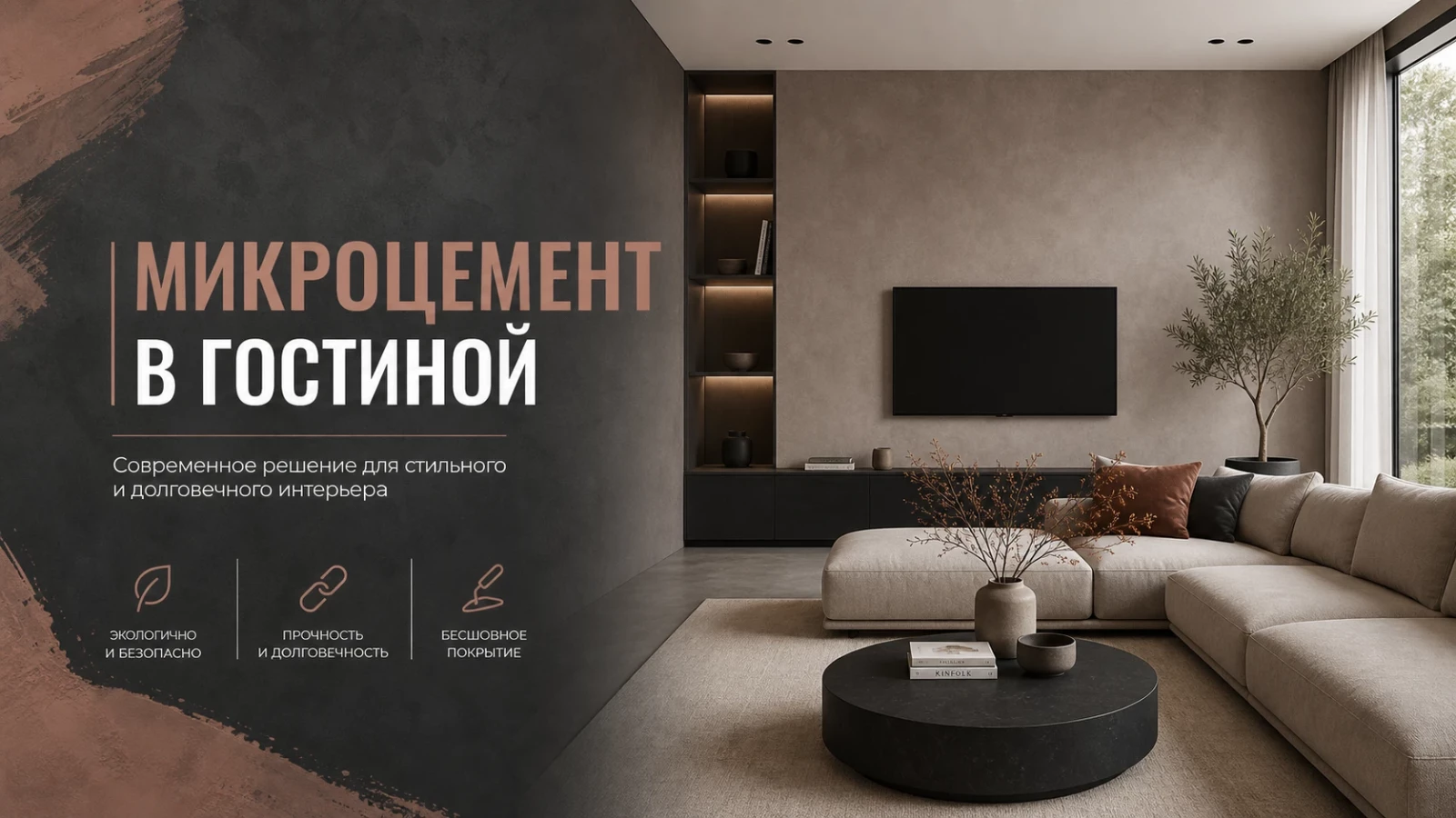 Микроцемент в гостиной