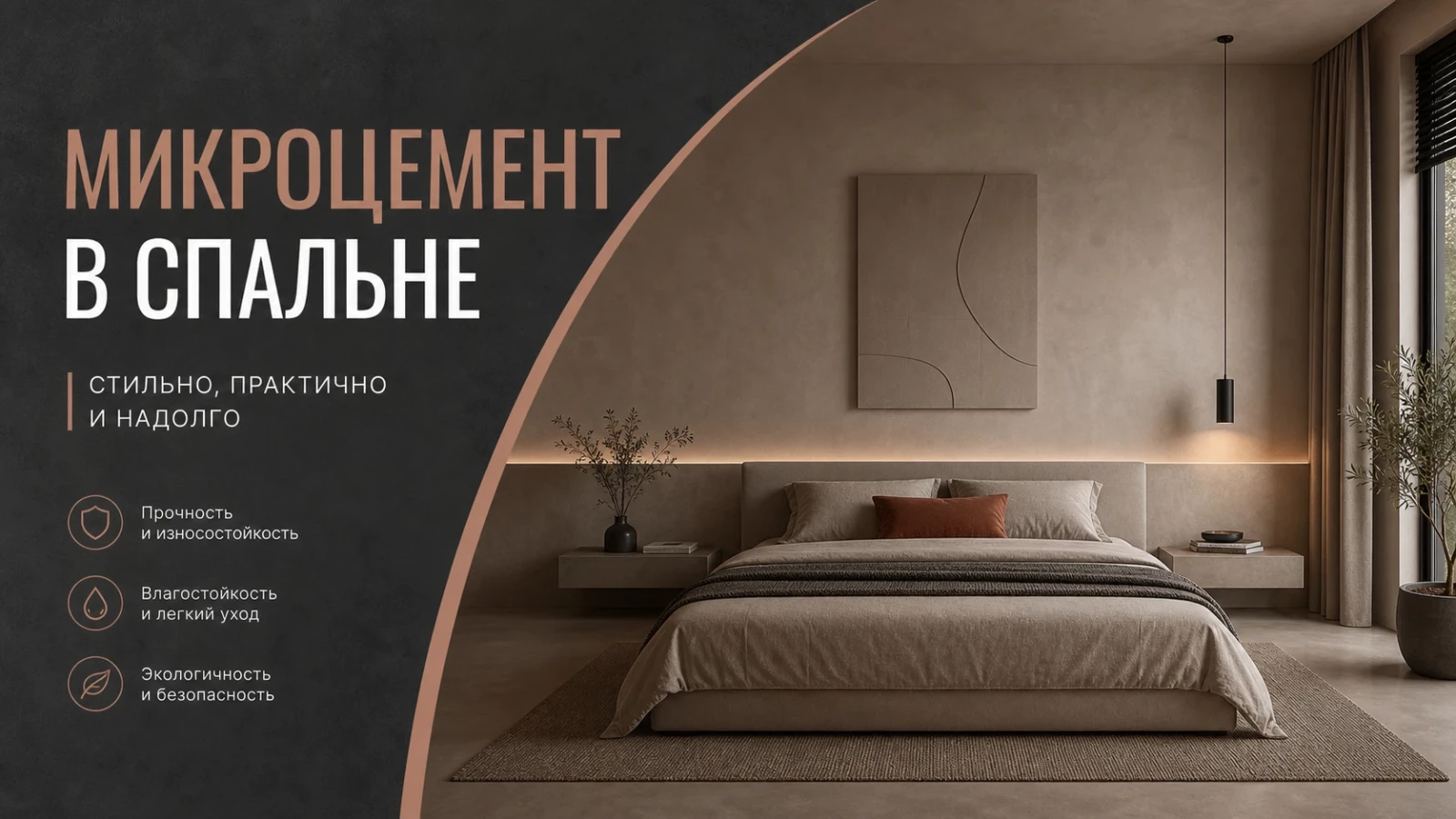 Микроцемент в спальне