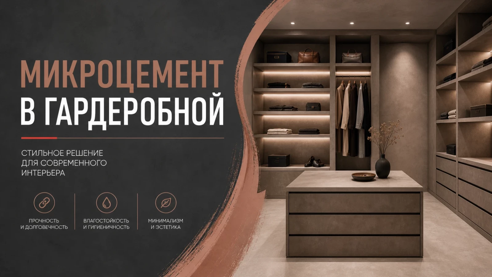 Микроцемент в гардеробной