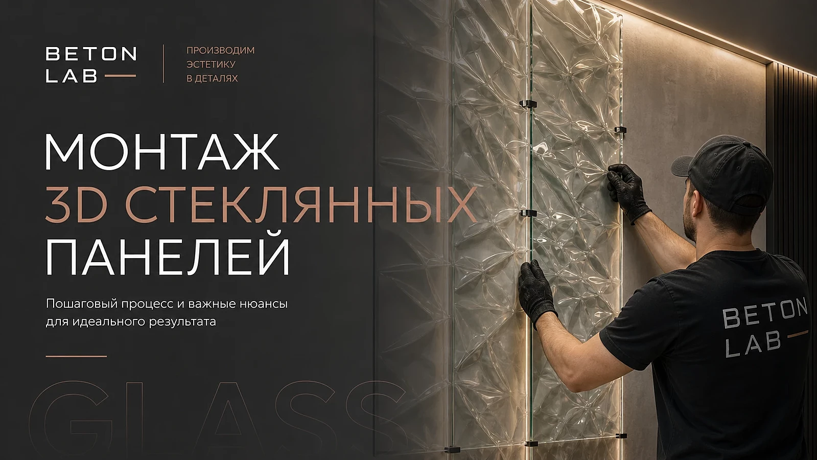 Монтаж 3д стеклянных панелей