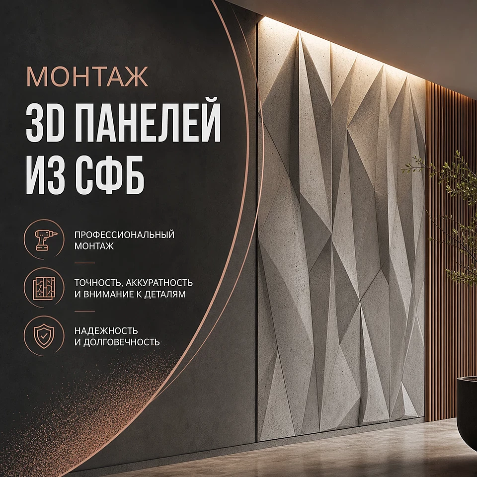 Монтаж 3d панелей из СФБ