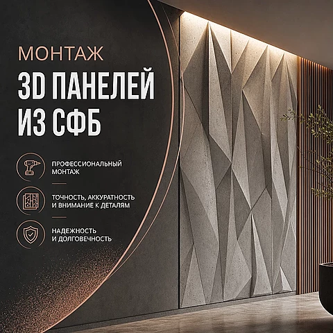 Монтаж 3d панелей из СФБ