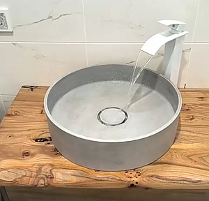 Бетонная раковина Wheel круглая 450 мм с накладкой на слив