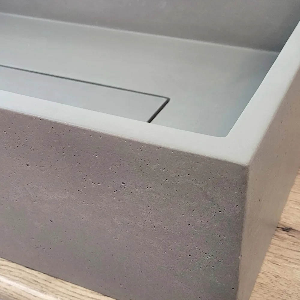Раковина из бетона прямоугольная с накладкой на слив 600х400 мм
