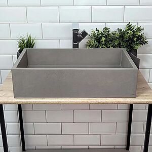 Раковина из бетона прямоугольная с накладкой на слив 600х400 мм