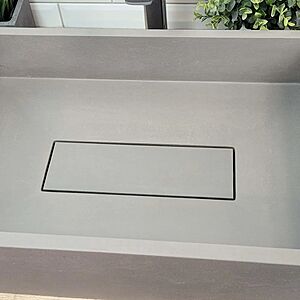 Раковина из бетона прямоугольная с накладкой на слив 600х400 мм