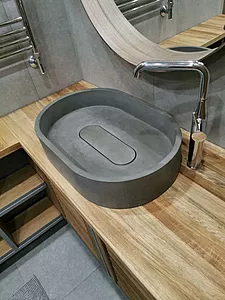 Раковина из бетона Trough с накладкой на слив 600х400 мм