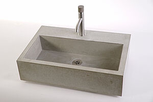 Раковина из стеклобетона с центральным сливом под заказ