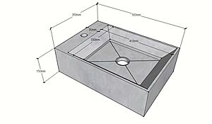 Раковина из бетона подвесная с боковым краном