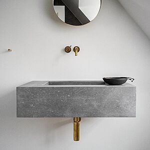 Раковина из бетона подвесная с боковым краном