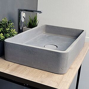 Раковина из бетона Tankс накладкой на слив 