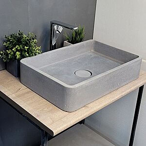 Раковина из бетона Tankс накладкой на слив 