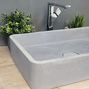 Раковина из бетона Tankс накладкой на слив 