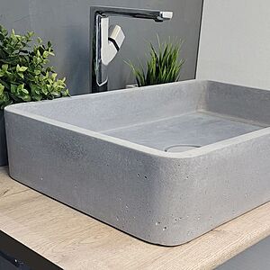 Раковина из бетона Tankс накладкой на слив 