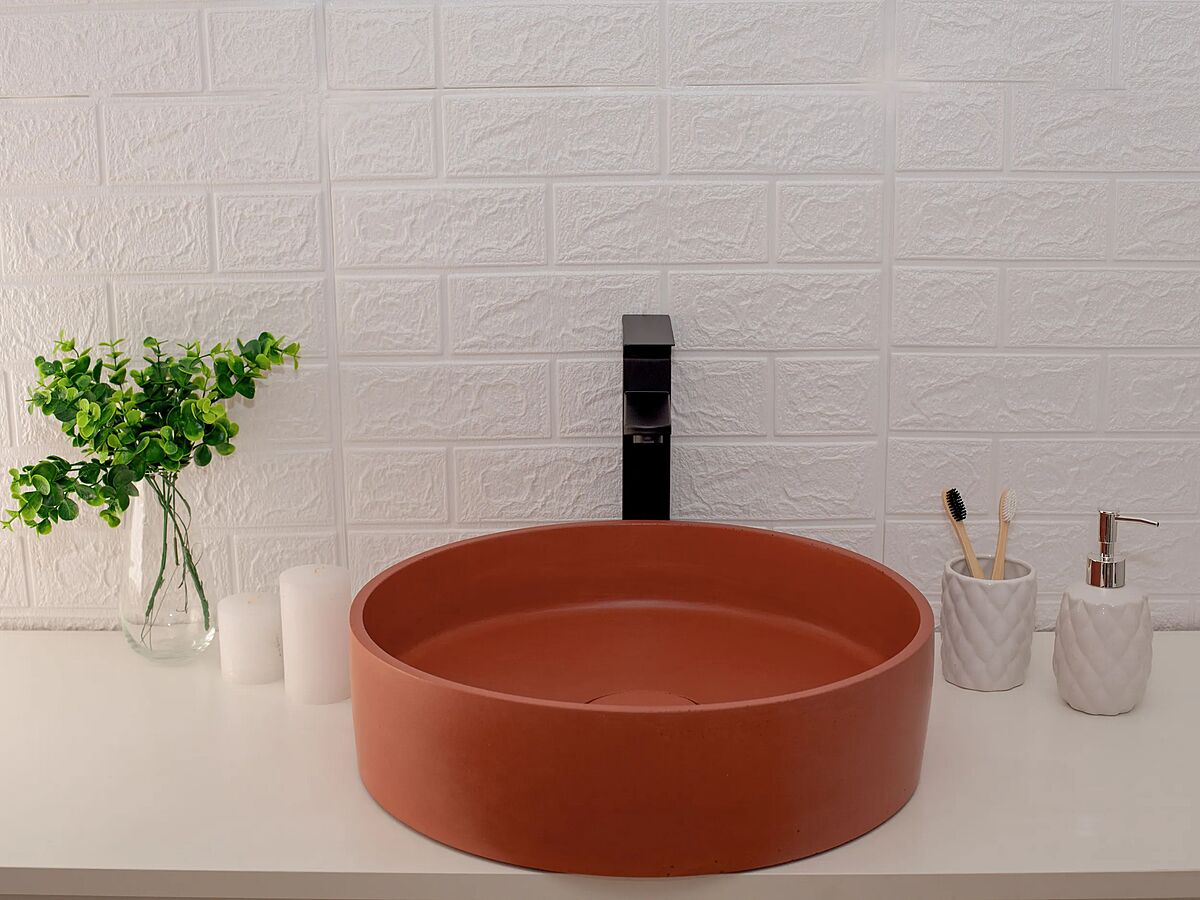 Цветная бетонная раковина Wheel круглая 450 мм (накладка опционно)