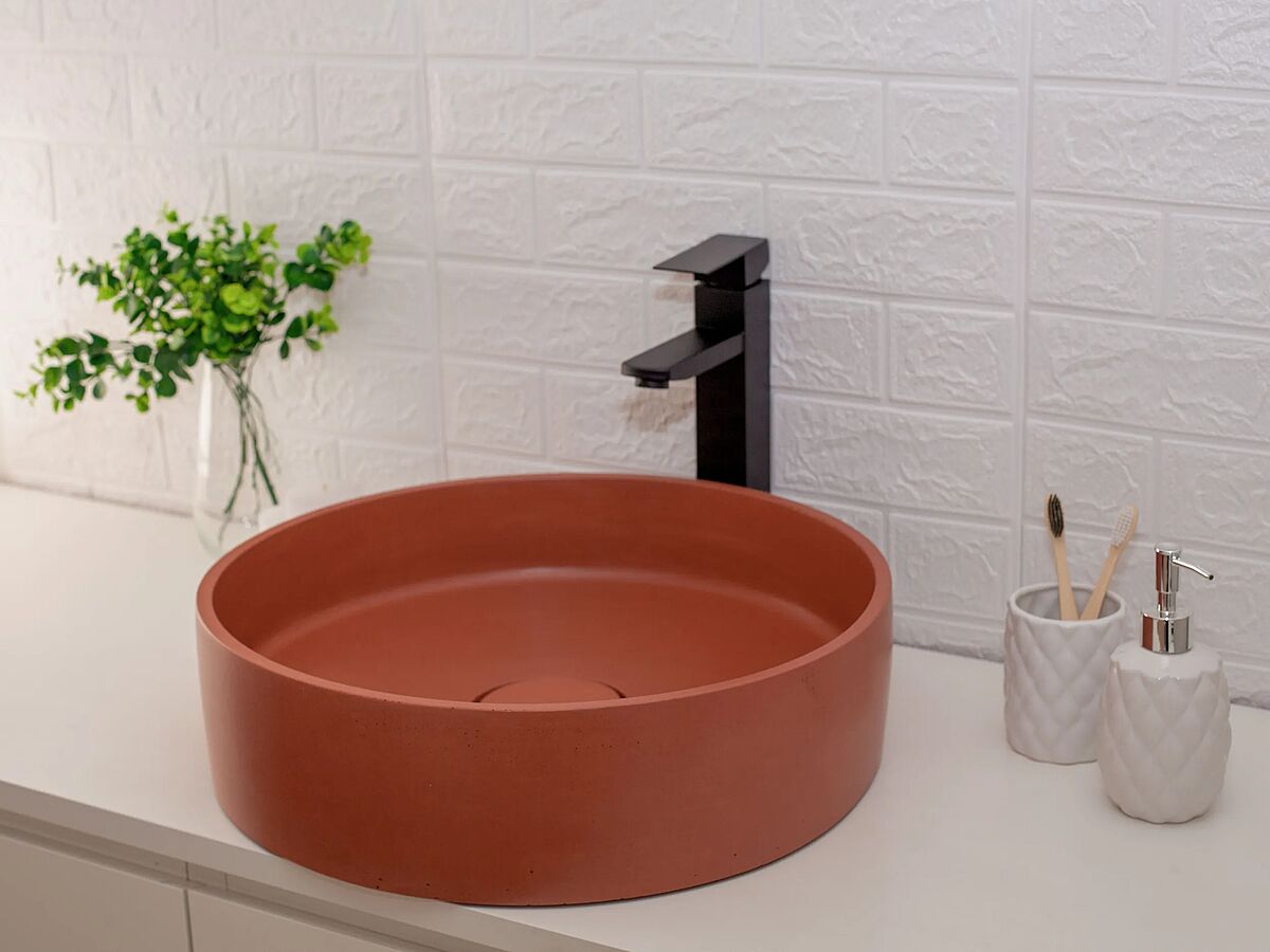 Цветная бетонная раковина Wheel круглая 450 мм (накладка опционно)