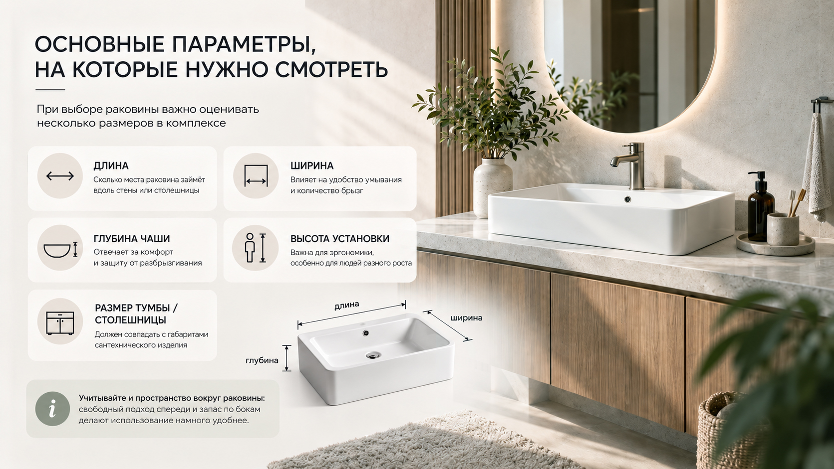 Основные параметры для покупки раковины